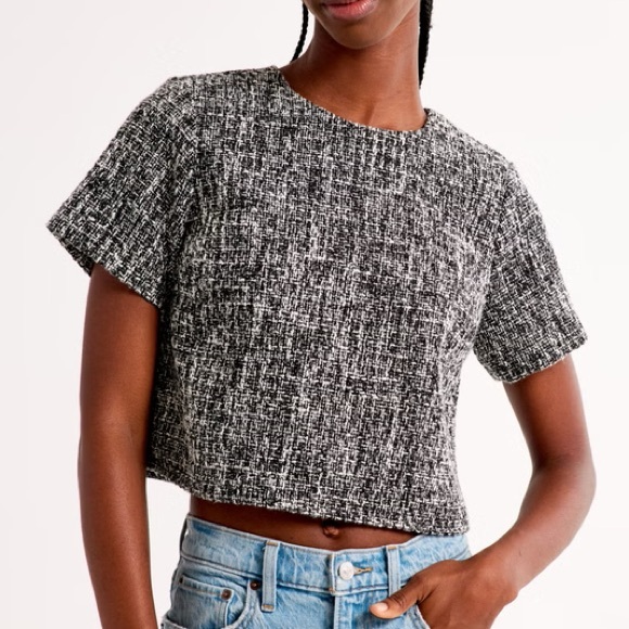 Abercrombie & Fitch Tweed Boxy Top - Picture 1 of 4